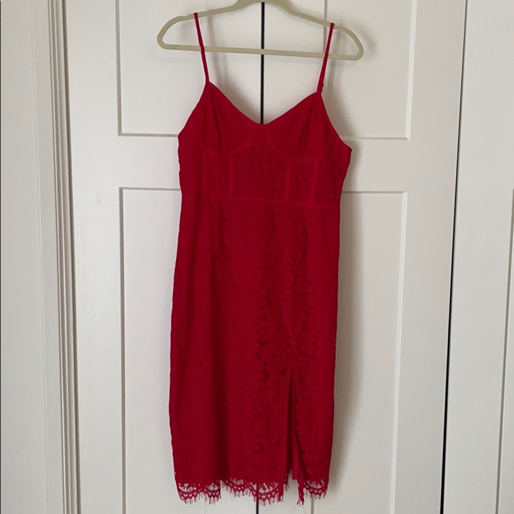 Lulu’s Dress | Red Lace Overlay NWOT